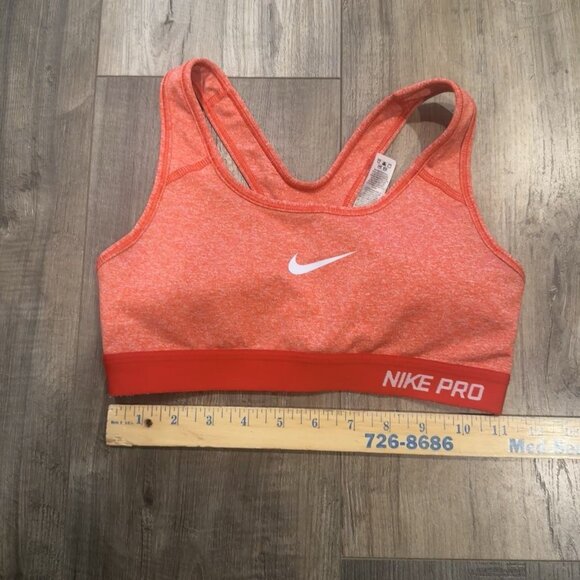Nike Pro Dri-Fit Racer Back Women's Sports Bra - Red Heather - Size XS - Picture 2 of 4